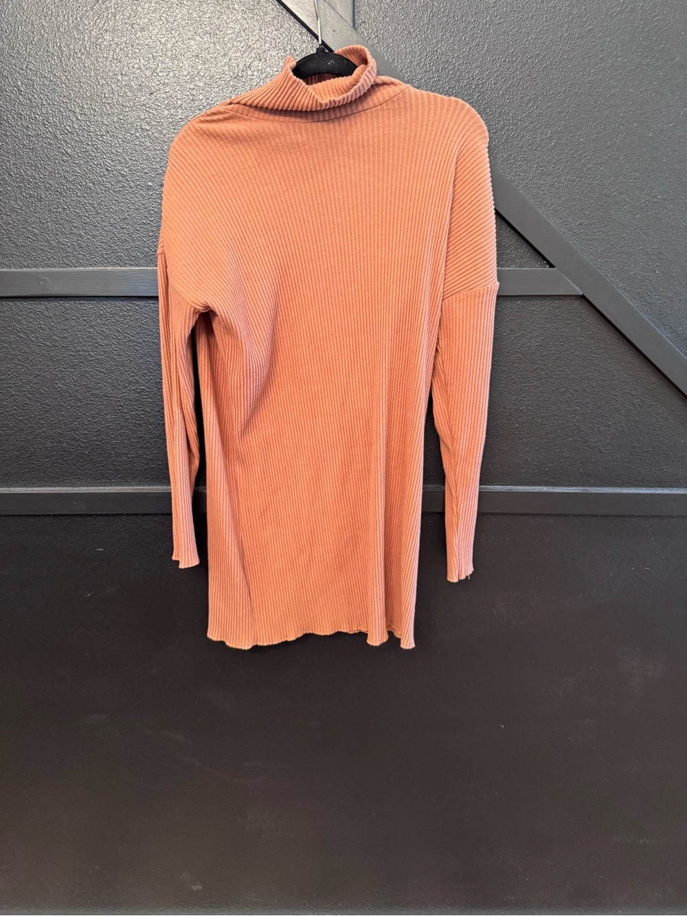 Pink Lily Long Sleeve Ribbed Mock Neck Tunic - Dusty Clay